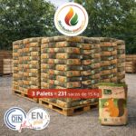 Naturpellet Premium — 3 paletes de 231 sacos (15 kg cada) — 3465 kg — Certificado ENplus