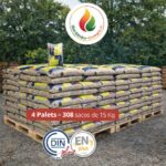 Pellet Asturias Premium — 4 paletes de 288 sacos (15 kg cada) — 4320 kg — Certificado ENplus